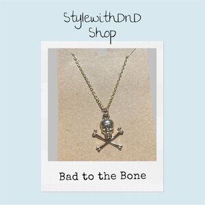 Gold Bad to the Bone Skull Necklace